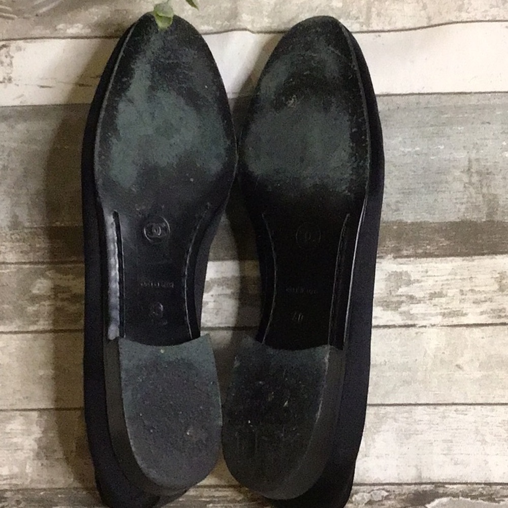 CHANEL Black Satin Loafers Sz 40 - Picture 8 of 11